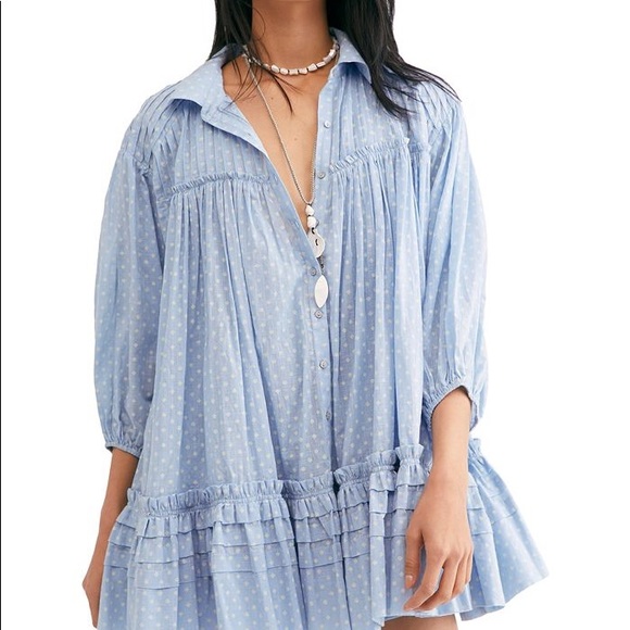 Free People blue button down dress - Picture 4 of 7